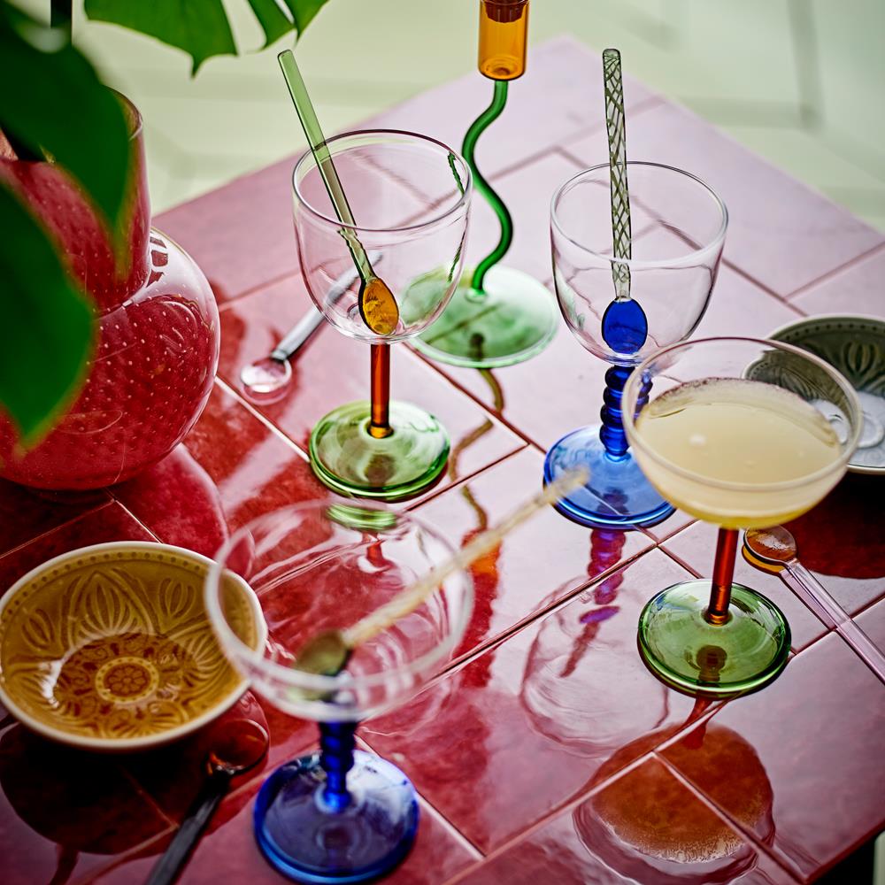 Bloomingville Martine Cocktailglas aus Glas in Bunt 230 ml – Color Block Glas für Tischdeko