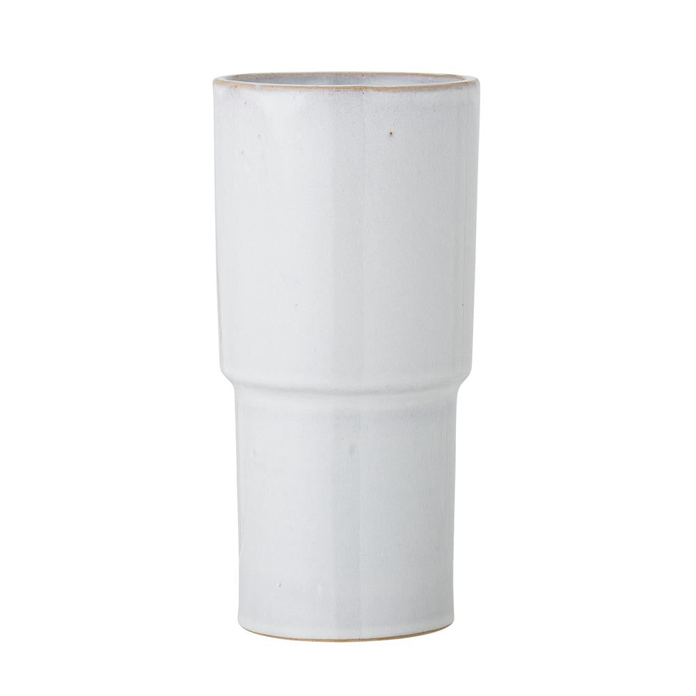 Bloomingville Marji Vase, Weiß – Steingut D12xH24 cm, Zeitloses Design