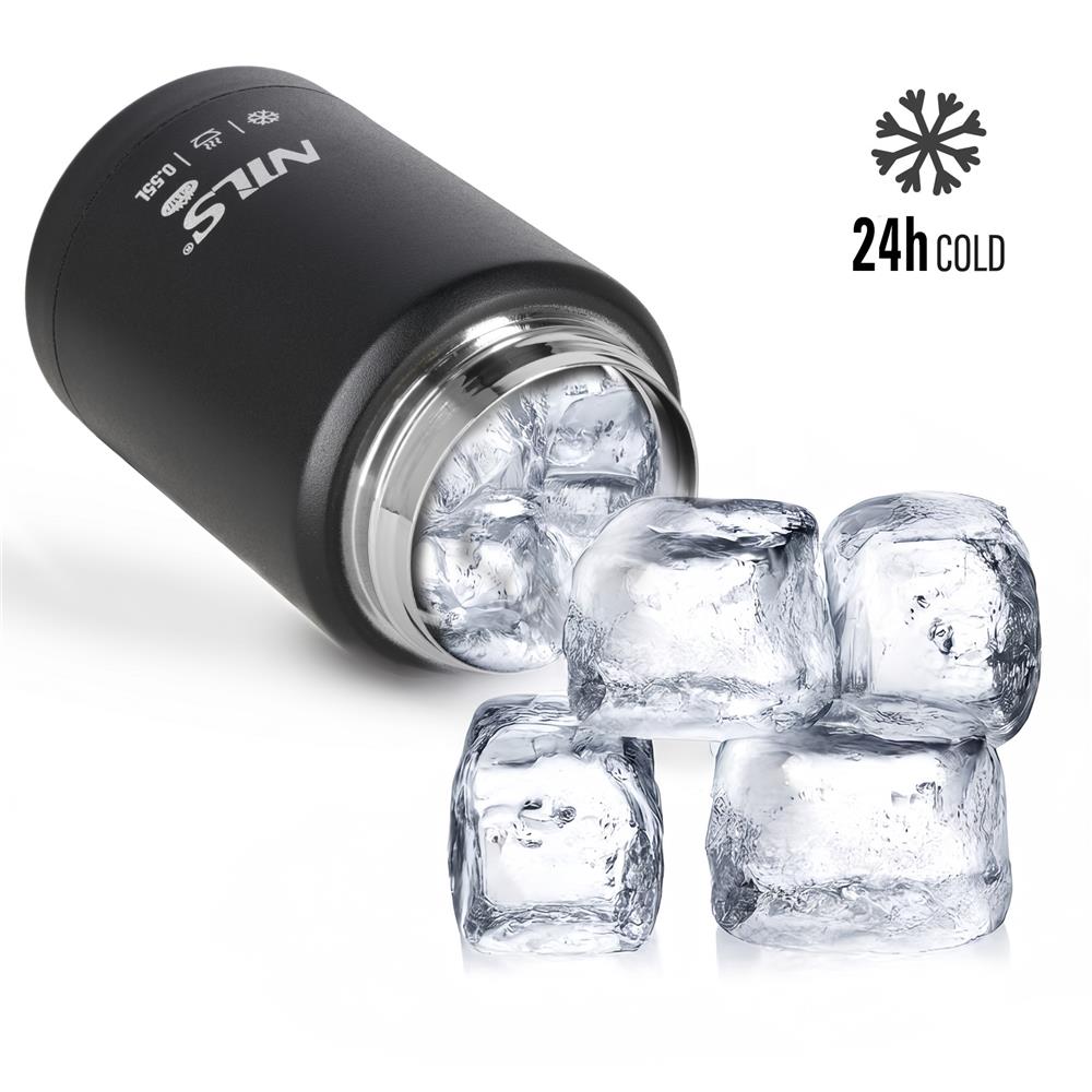 NILS CAMP Speisethermos 550 ml Schwarz Edelstahl Thermobehälter auslaufsicher