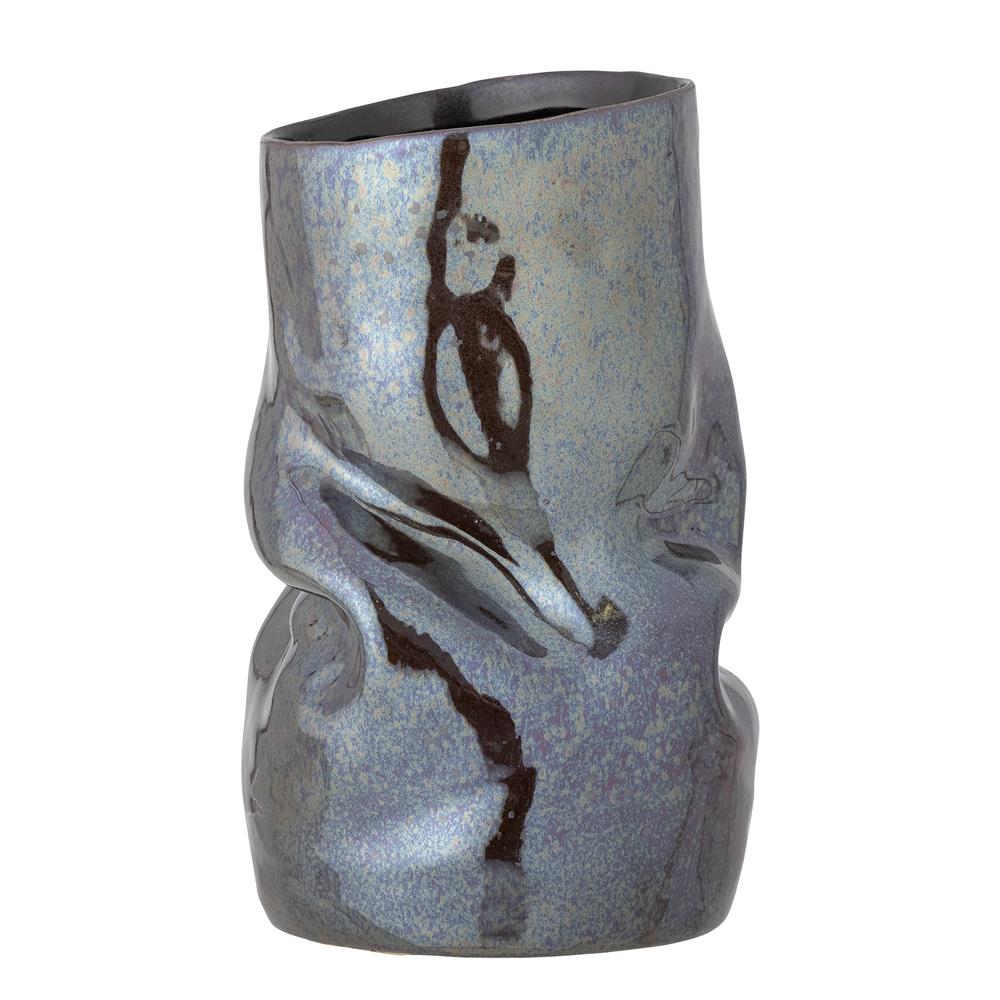 Bloomingville Apio Vase schwarz D14 cm aus Steingut – dekorative Vase für Wohnzimmer & Tischdeko