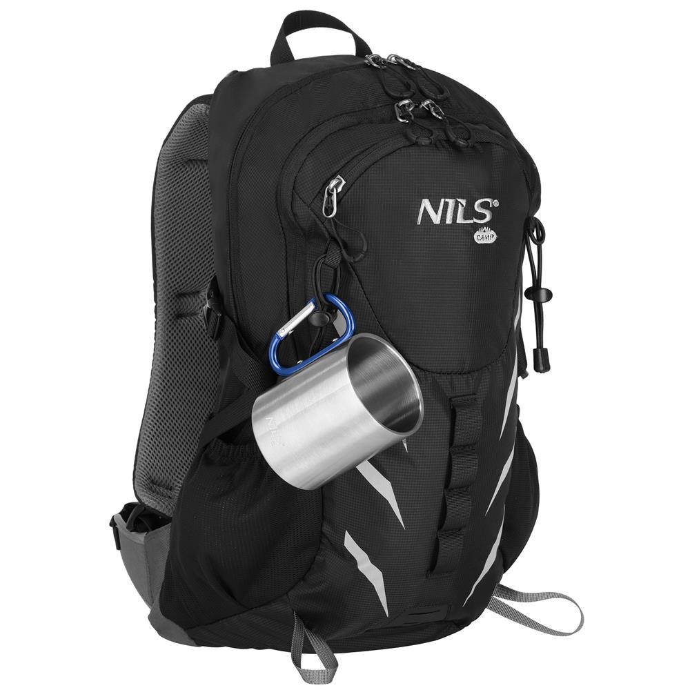 NILS CAMP Campingbecher Edelstahl 300 ml Blau - doppelwandiger Outdoor Becher mit Karabiner für Camping
