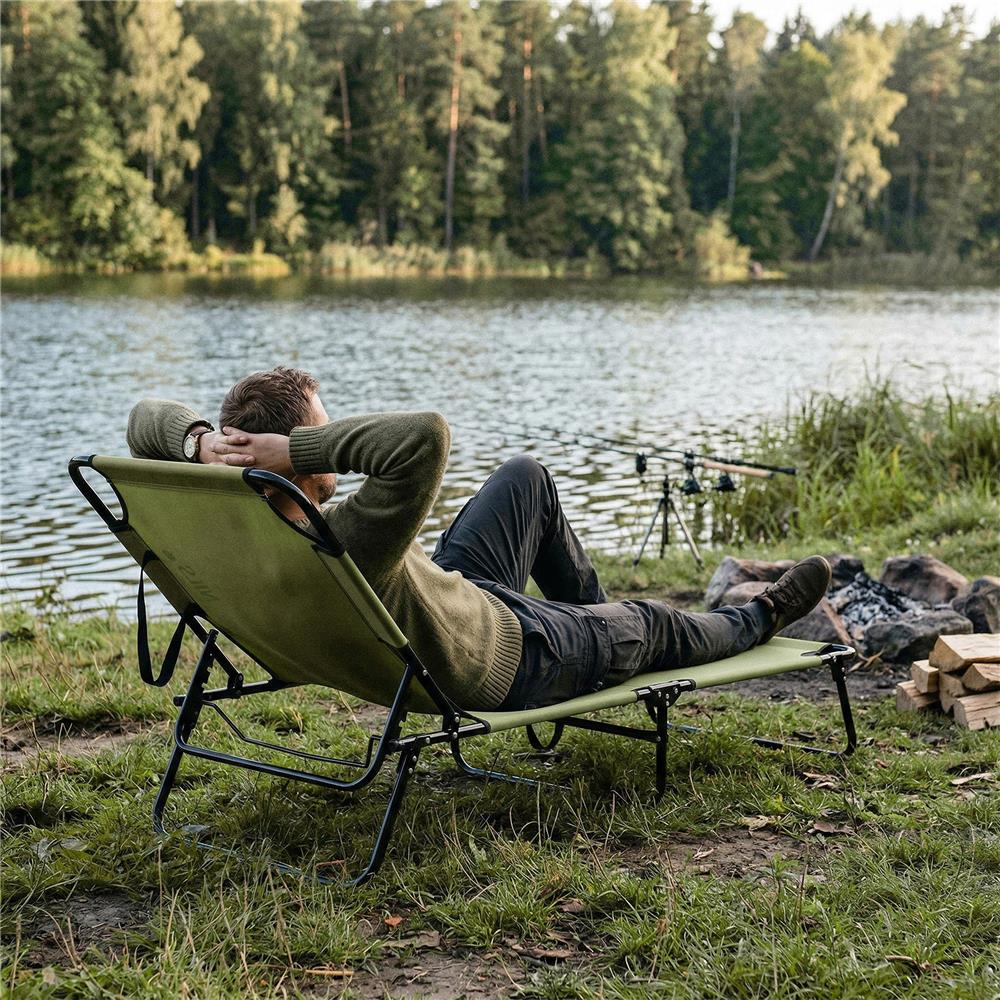 NILS CAMP Feldbett klappbar grün mit verstellbarer Lehne für Camping Outdoor