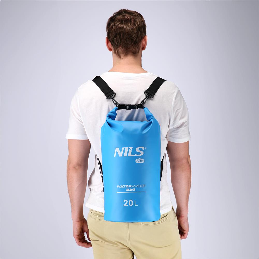 NILS CAMP Dry Bag 20L hellblau wasserdichter Beutel für Camping Kajak Strand Outdoor