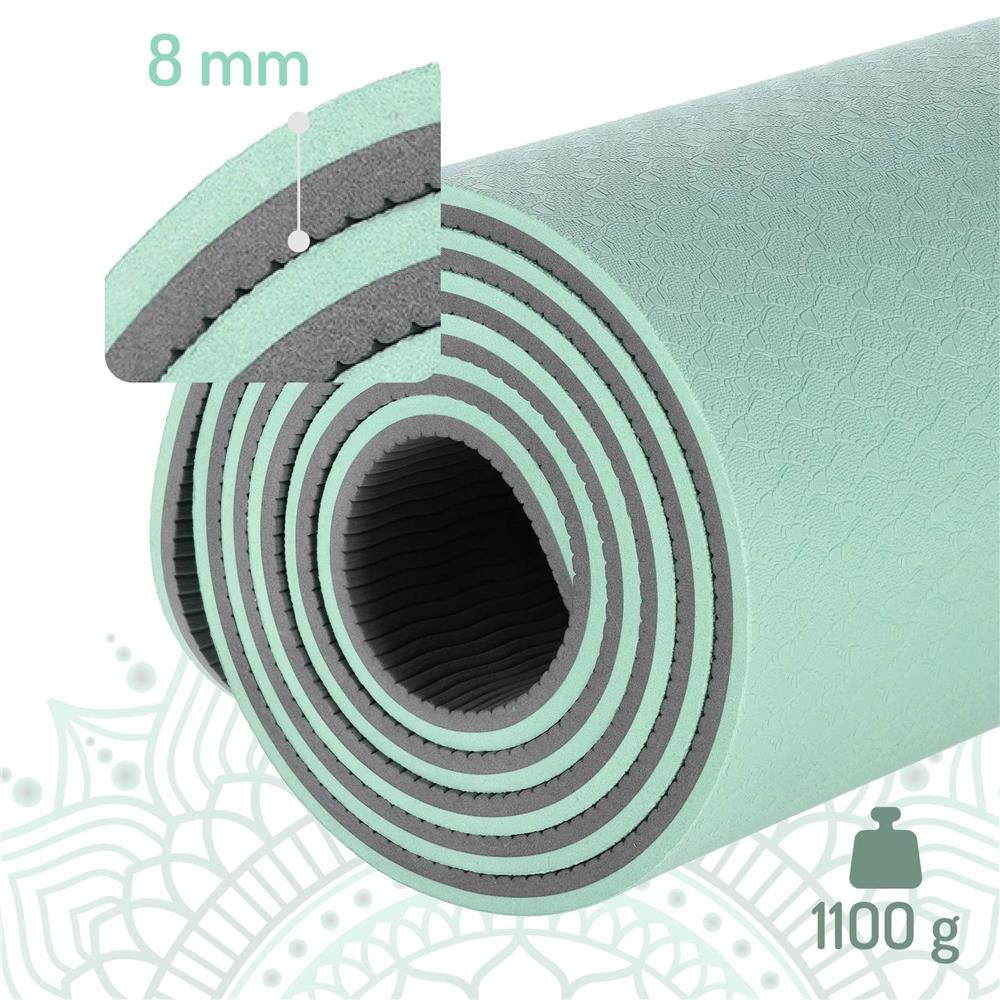 Yogamatte 183 x 61 x 0,8 cm Fitnessmatte Mint Gymnastikmatte rutschfest | HMS YM10