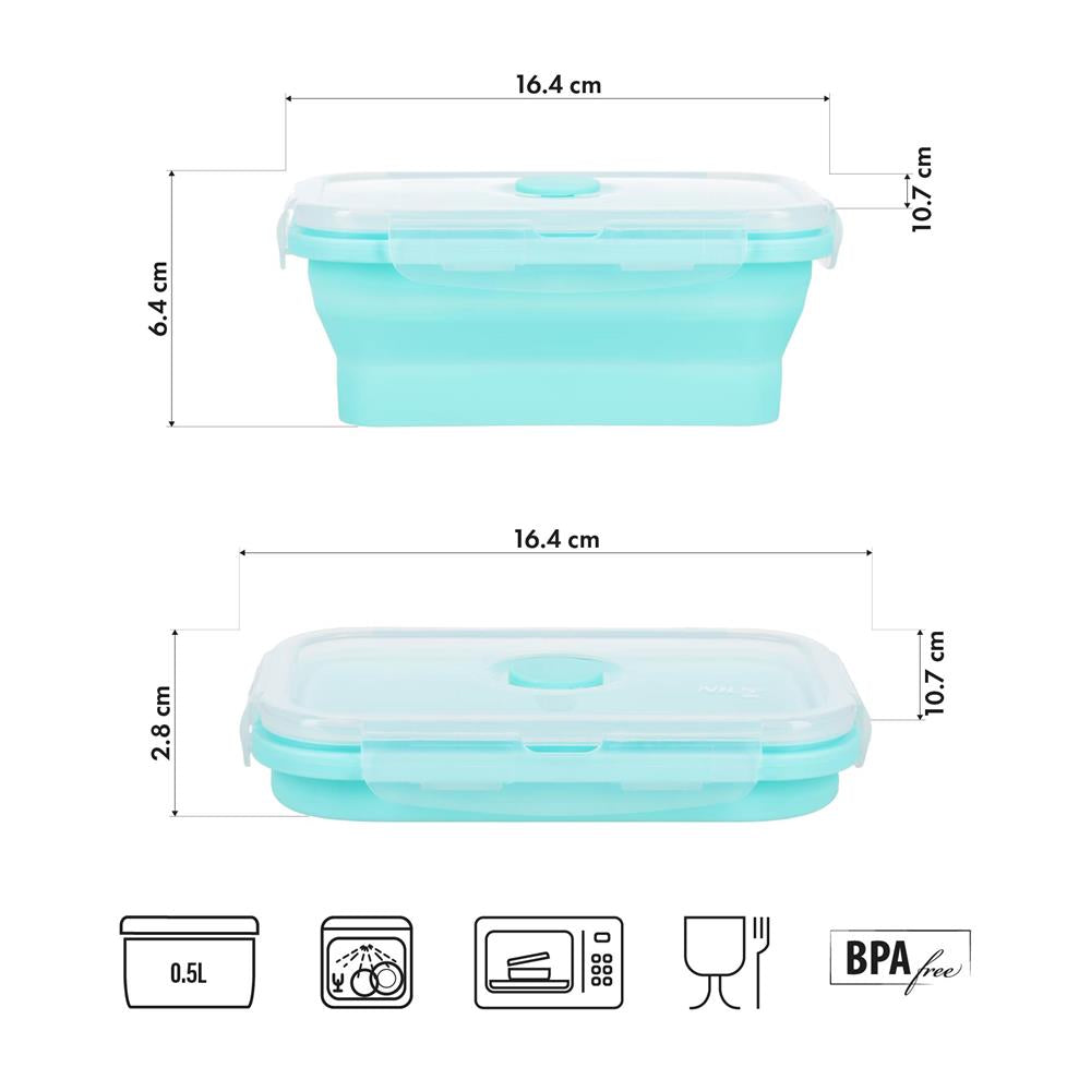 NILS CAMP faltbare Lunchbox 500 ml Silikon minzgrün für Camping Reisen Arbeit kompakt