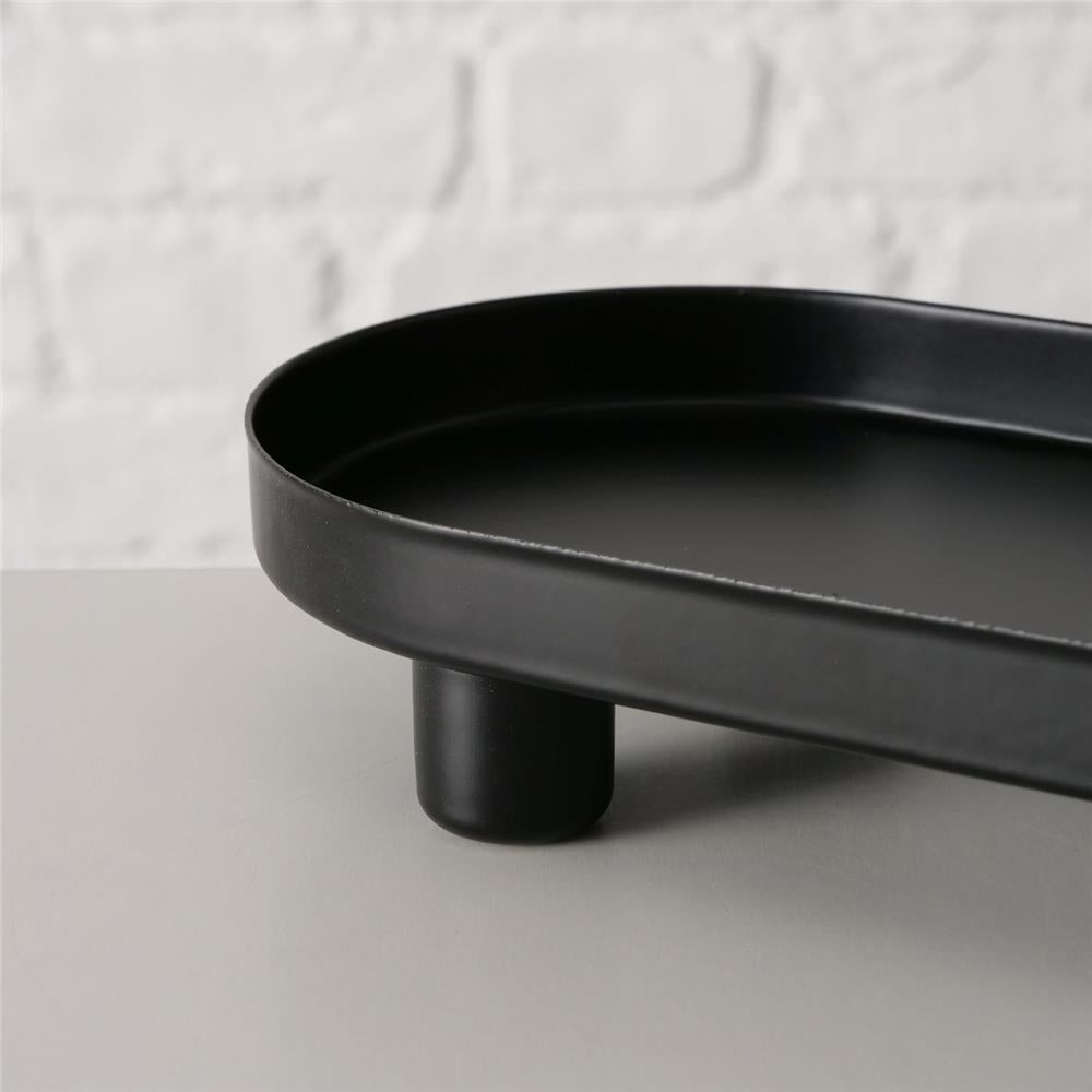 BOLTZE Tablett Manon Metall schwarz oval matt 28 cm modern