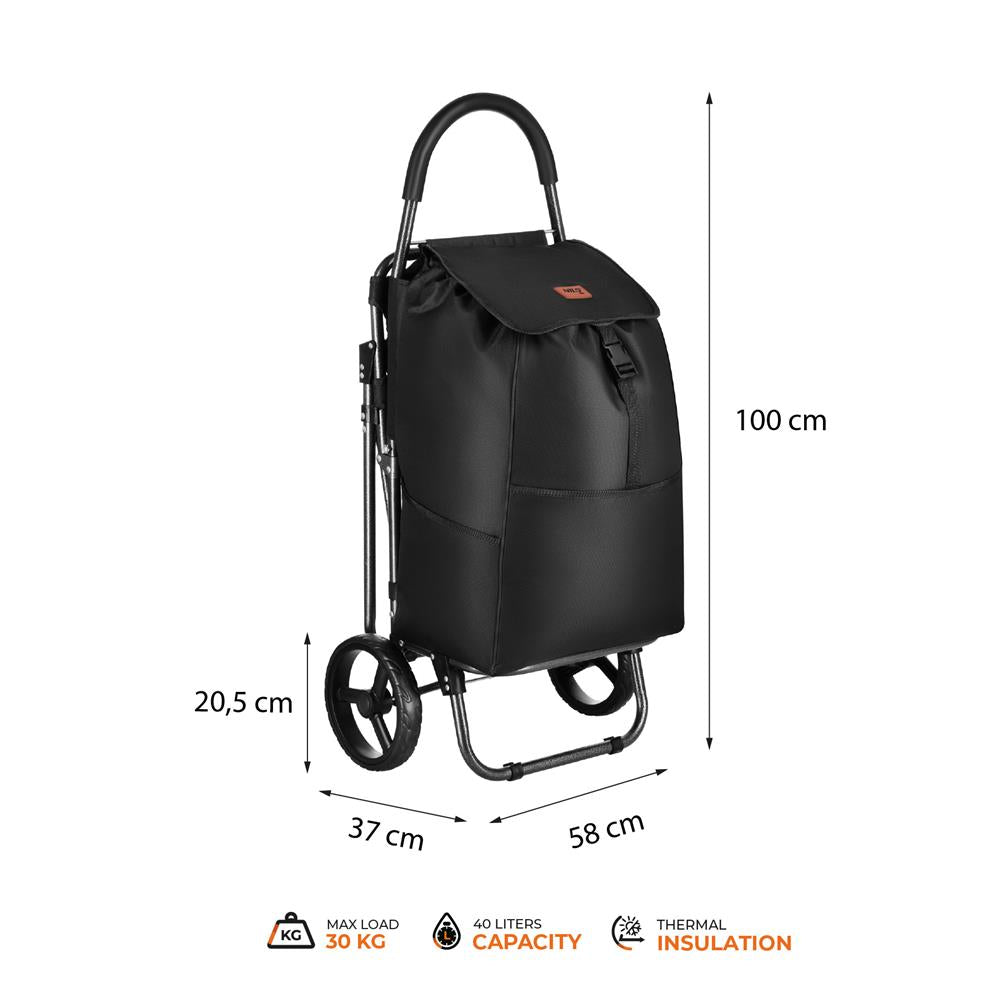 NILS CAMP Einkaufstrolley mit Sitz 40L klappbar für Einkauf Alltag Garten