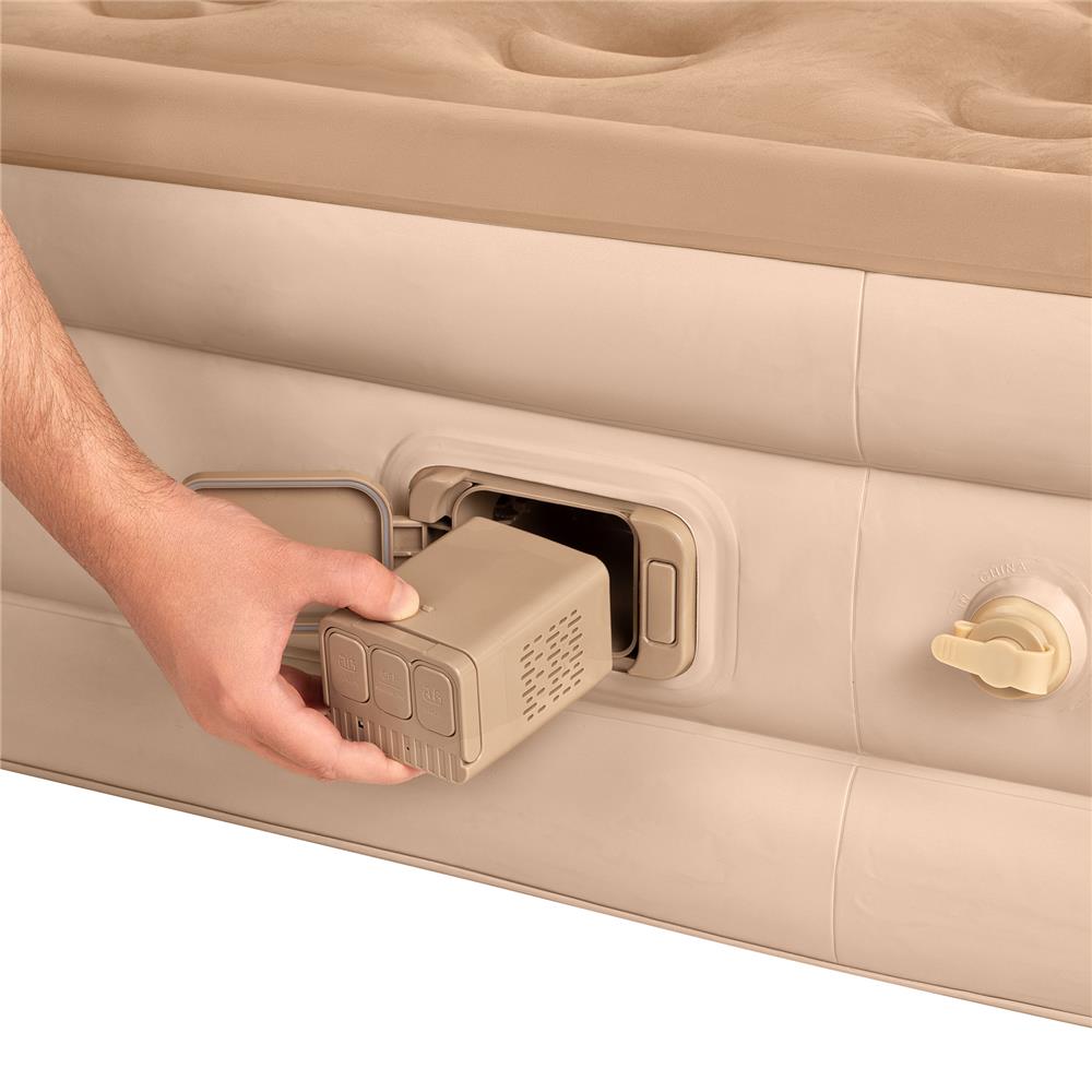 NILS CAMP Campingmatratze Doppelbett beige 200x145x35 cm mit elektrischer Pumpe Gästebett