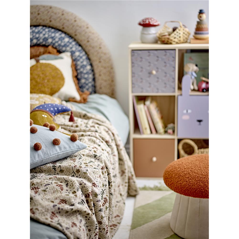 Bloomingville MINI Filipa Kuscheldecke Blumenmotiv 160 x 130 cm mit recycelter Baumwolle mit Quasten