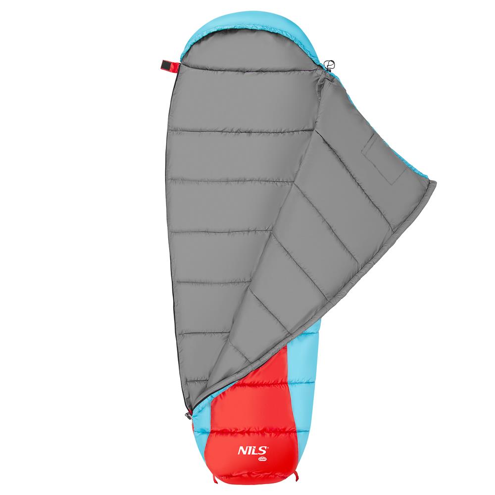 NILS CAMP Schlafsack Rot-Blau - Mumienschlafsack für Camping, Trekking & Outdoor