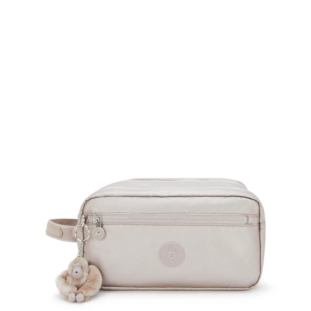Kipling AGOT, Kulturtasche, Metallic Glow (beige), Kosmetiktasche mit Reißverschluss & Fächern