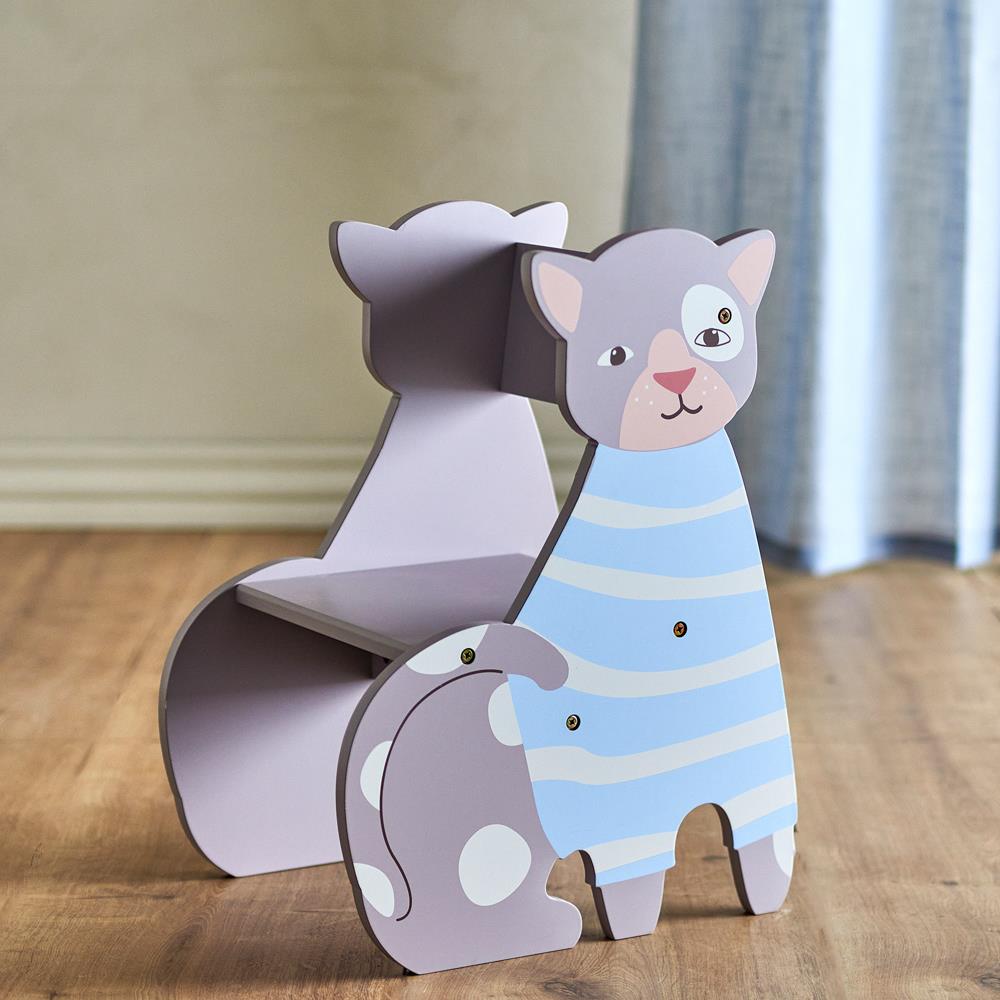 Bloomingville MINI Mille Kinderstuhl bunt - Holzstuhl Katze Kinderzimmer Stuhl Sitzmöbel