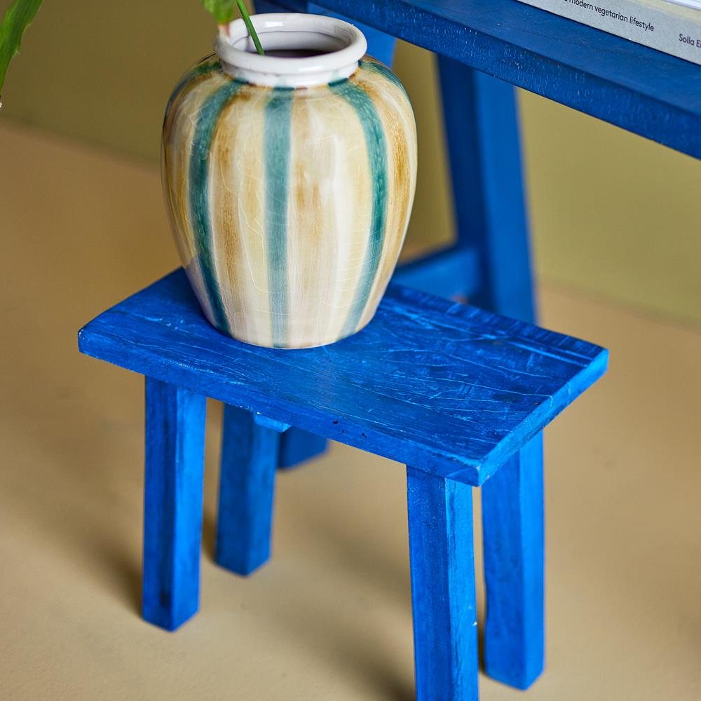 Bloomingville Porir Sockel blau - Holz Podest Deko Sockel modern Wohnzimmer Display Tisch