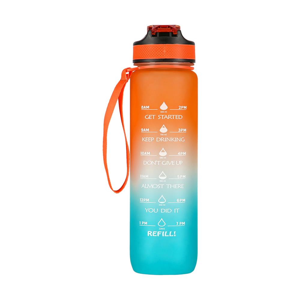NILS CAMP Trinkflasche Tritan 1000 ml mit Strohhalm orange-blau für Outdoor Sport Reisen
