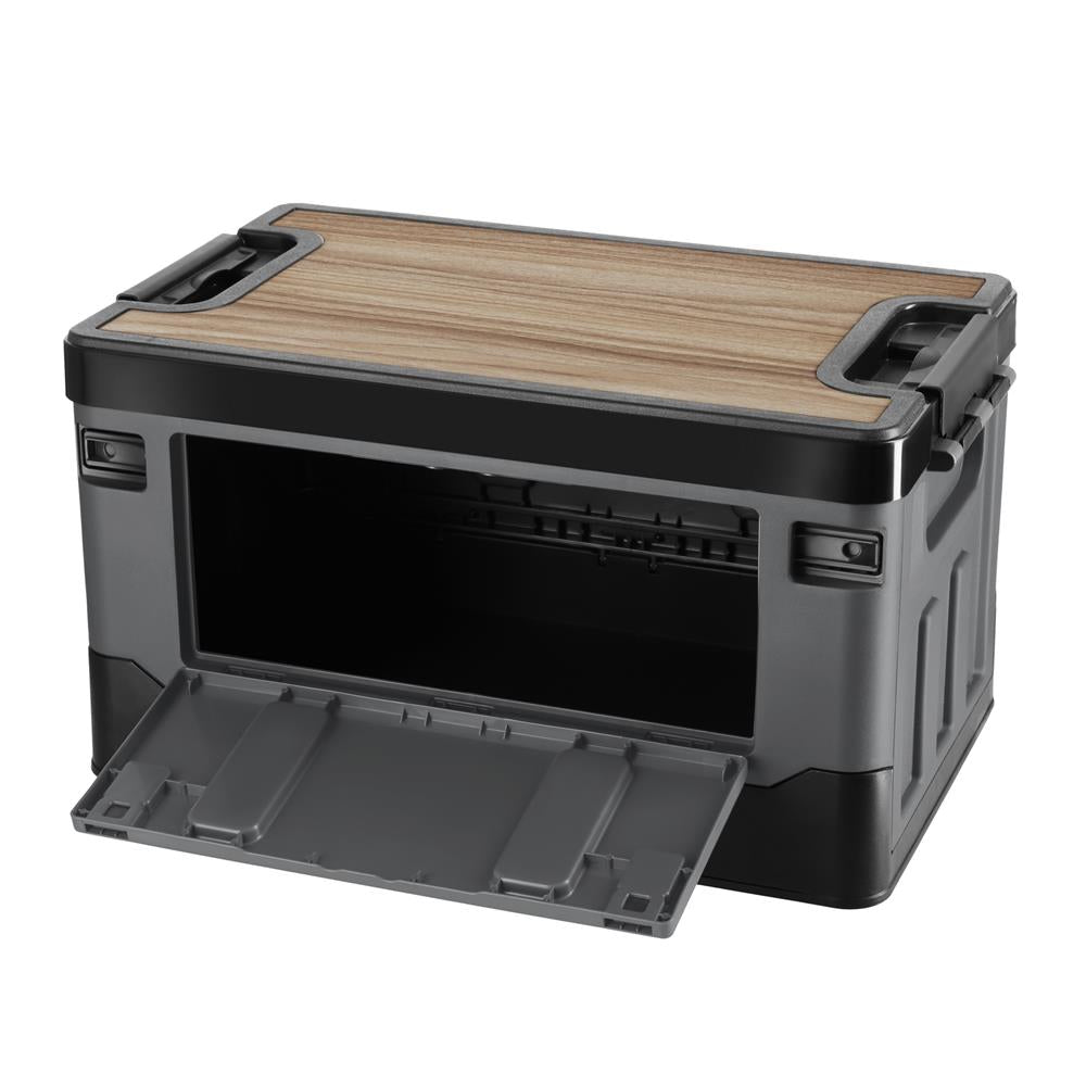 NILS CAMP Transportbox 38L Grau - klappbare Campingbox mit Tischfunktion für Outdoor & Auto