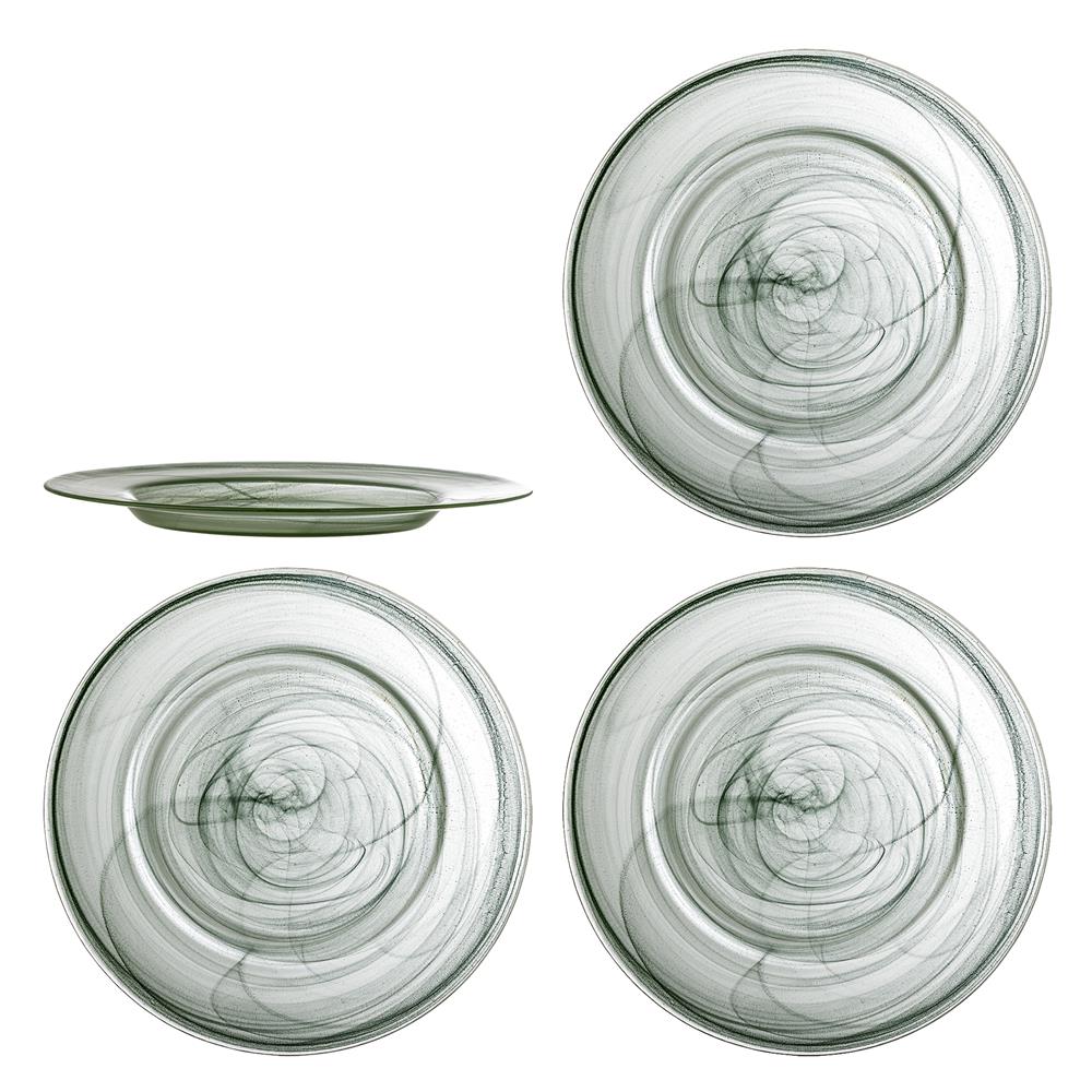Bloomingville Amelie Teller 4er Set D33 cm grün - Glas Teller für Tischdeko & Küche