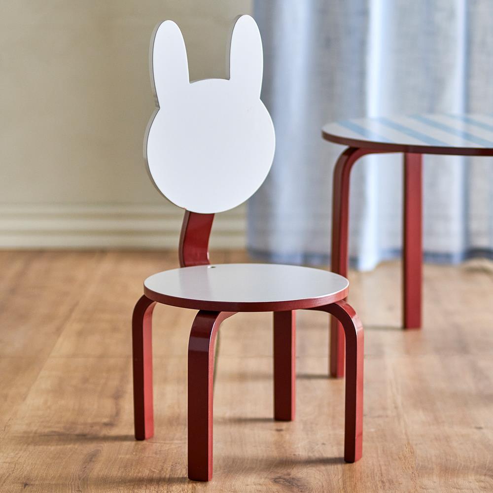 Bloomingville MINI Liova Stuhl weiß - Kinderstuhl mit Hasenlehne aus MDF für Kinderzimmer