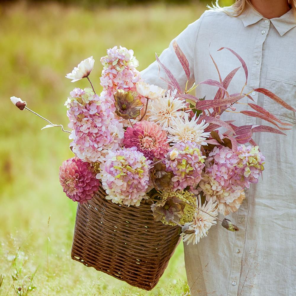 Bloomingville Hydrangea Stiel künstliche Blume rosa Deko Vase Wohnzimmer Blumen