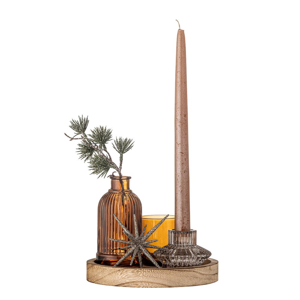 Bloomingville Sanga Tablett mit Teelichthaltern – 6‑teiliges Deko‑Set für Tisch & Weihnachten