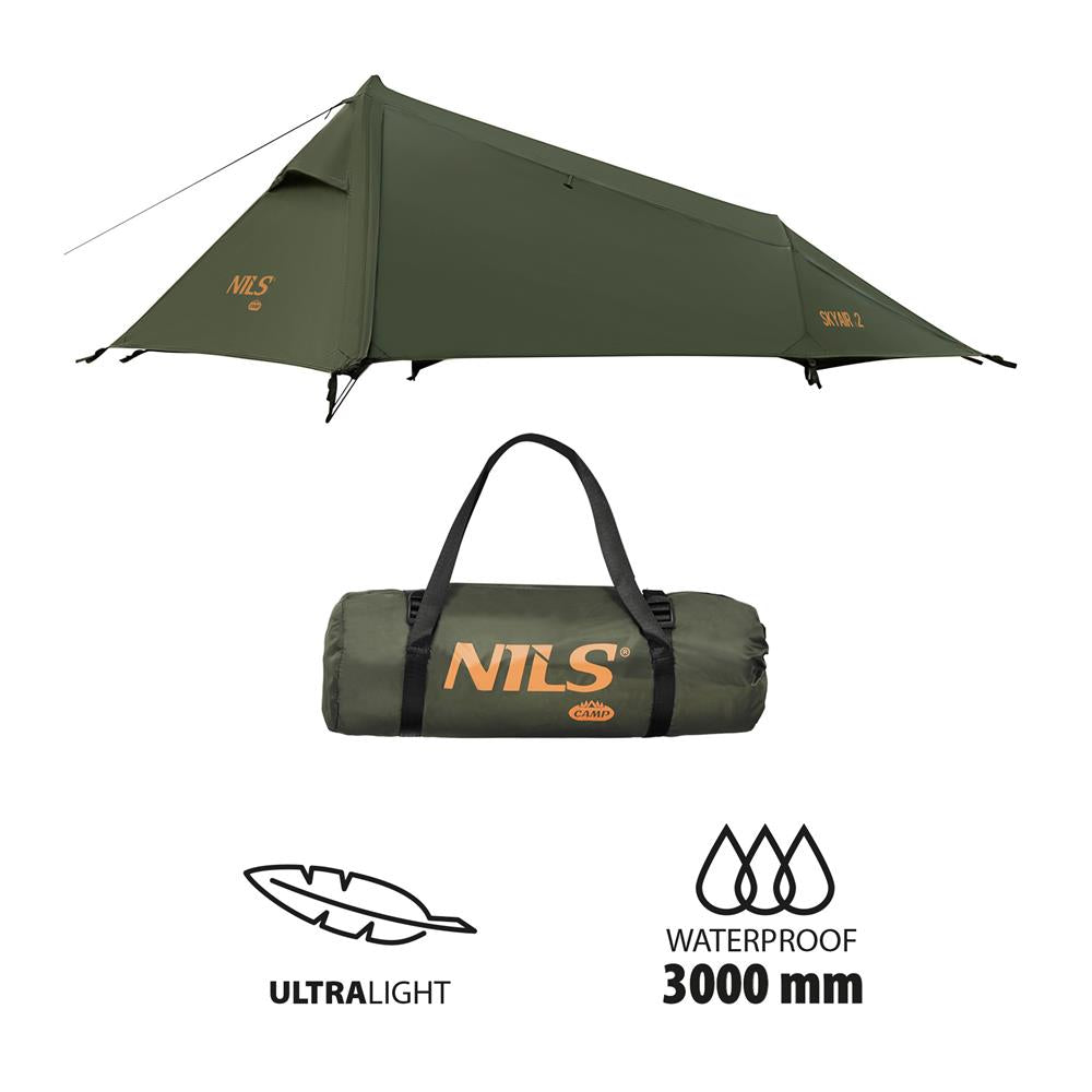 NILS CAMP SkyAir 2 ultraleichtes Zelt für 2 Personen in Grün - Outdoor Zelt für Camping & Trekking