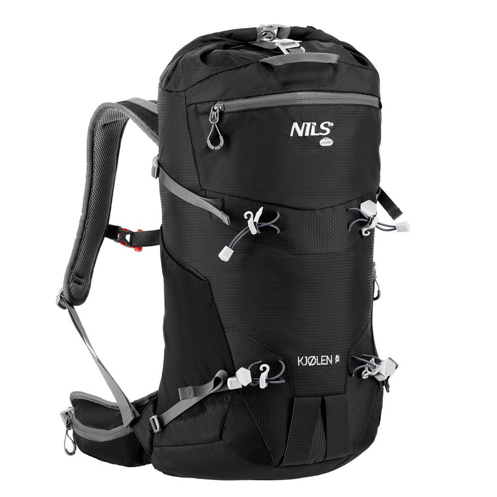 NILS CAMP Trekkingrucksack Kjolen 40L in Schwarz - Outdoor Rucksack mit Belüftung & Regenhülle
