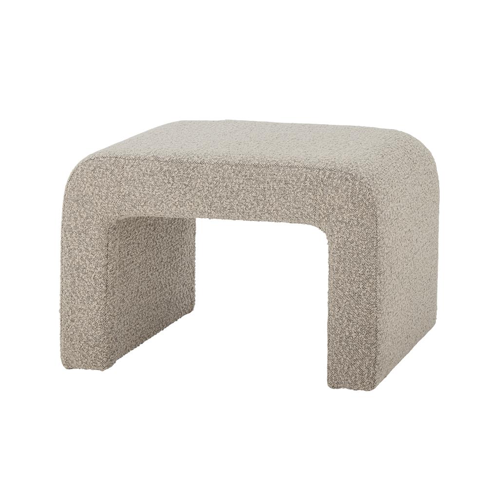 Bloomingville Bobbie Hocker aus Bouclé in Natur – gepolsterter Sitzhocker fürs Wohnzimmer
