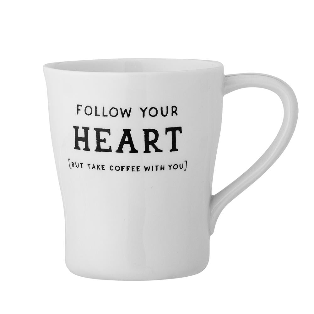Bloomingville Wendy Tasse weiß 330 ml aus Steingut – Kaffeetasse mit Henkel für Küche & Kaffeepause