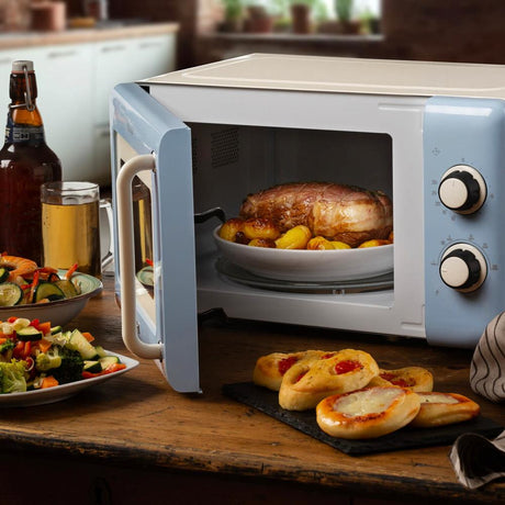 Ariete Vintage Mikrowelle, Blau, 20L Mikrowellenofen im Retro-Design, 800W, 5 Stufen