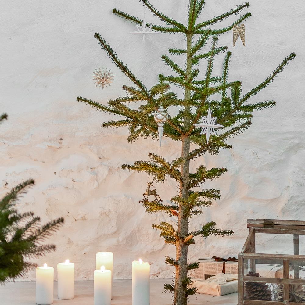 Bloomingville Hisar Baumschmuck aus Glas Weiß Weihnachtsanhänger mit Gold-Details