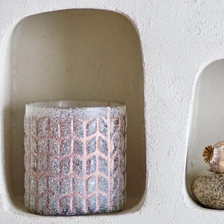 Bloomingville Esther Teelichthalter aus recyceltem Glas in Rose D8 x H9 cm – Teelicht für Wohnraum