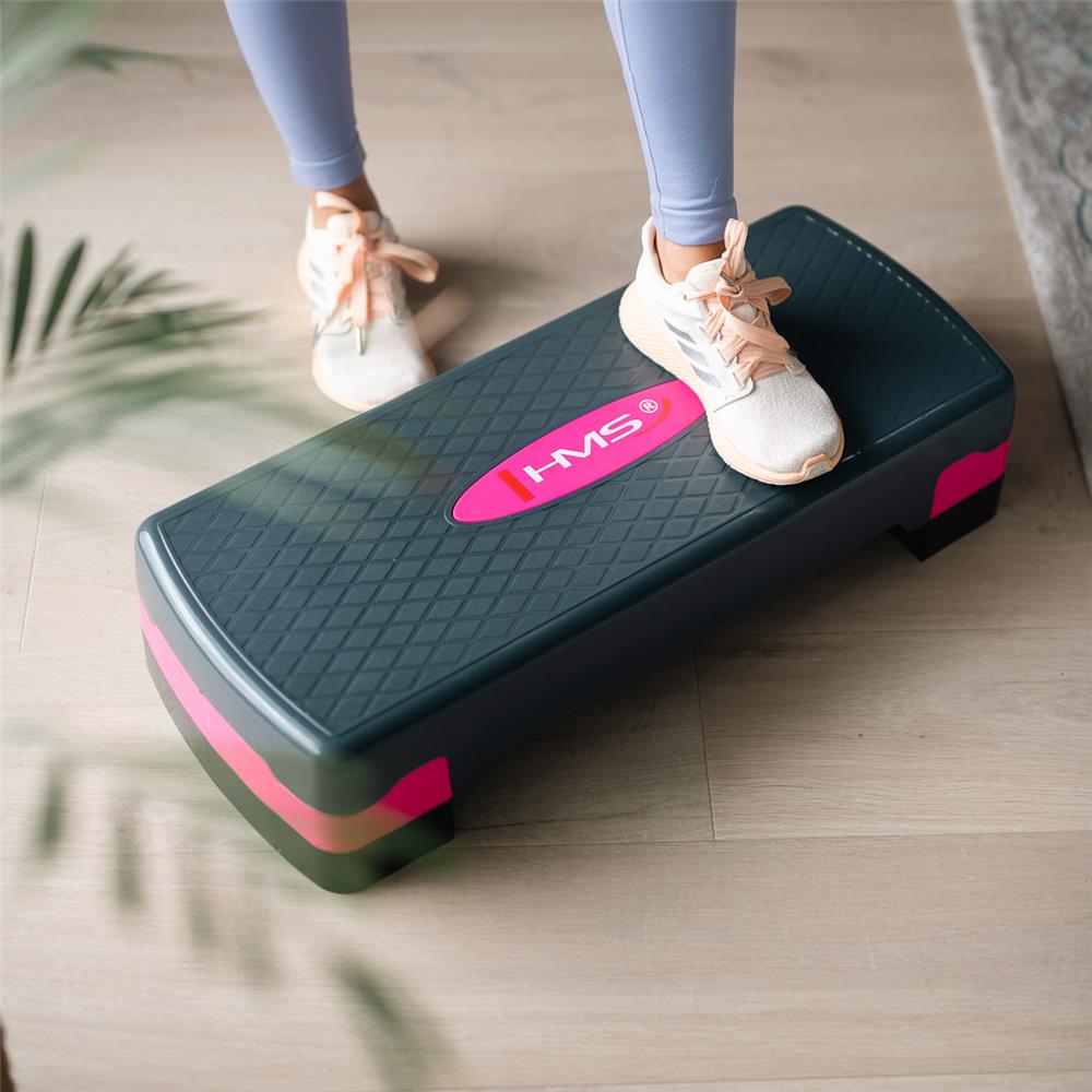 Aerobic Stepper 3-fach höhenverstellbar Schwarz/Pink für Fitness und Workout | HMS AS002