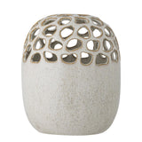 Bloomingville Elissa Vase Natur Ø16 cm – Steingut mit Gittermuster & gesprenkeltem Finish