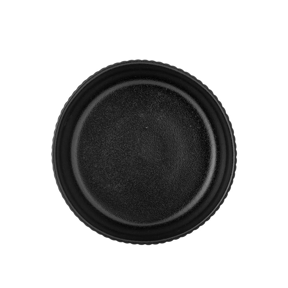 Bloomingville Neri Schale Schwarz – Steingut, 625 ml, skandinavisches Design mit Rillenstruktur