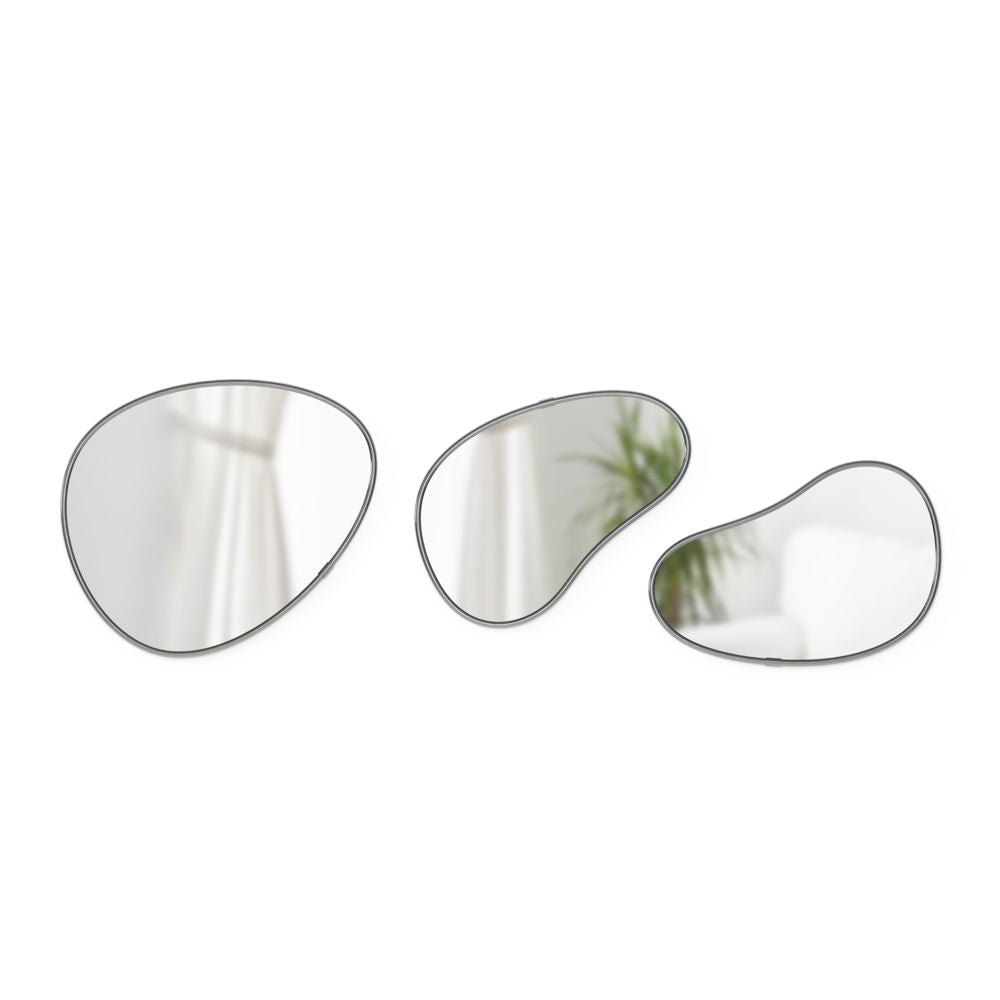 Umbra Hubba Pebble Wandspiegel Set, 3-teilig, mit organischer Form