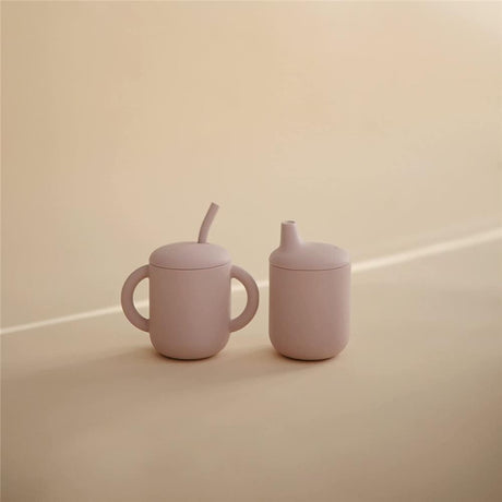 Mushie Silikon-Trinklernbecher mit Strohhalm, Soft Lilac, BPA-frei