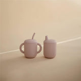 Mushie Silikon-Trinklernbecher mit Strohhalm, Soft Lilac, BPA-frei