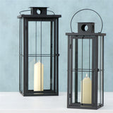 BOLTZE Laterne Arizona 2er Set Schwarz Metall Windlicht Kerzenhalter Skandinavisches Design