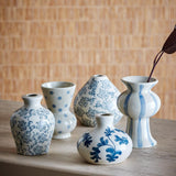 Bloomingville Quinto Vase 5er Set blau - Steingut Mini Vasen handbemalt für Tischdeko