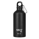 NILS CAMP Trinkflasche Edelstahl 550 ml schwarz isoliert für Outdoor Camping Reisen