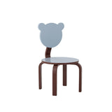 Bloomingville MINI Liova Stuhl blau - Kinderstuhl mit Bärenkopf aus MDF für Kinderzimmer