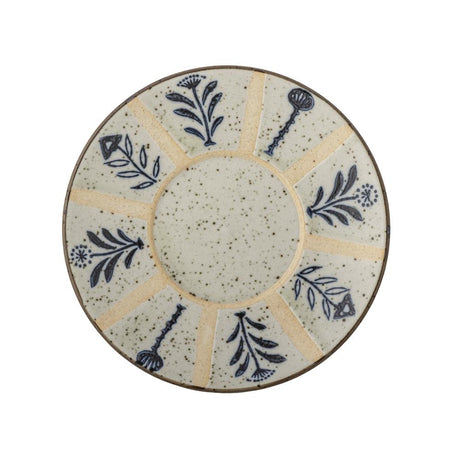 Bloomingville Leonie Teller in Beige/Blau, 16cm, aus Steingut