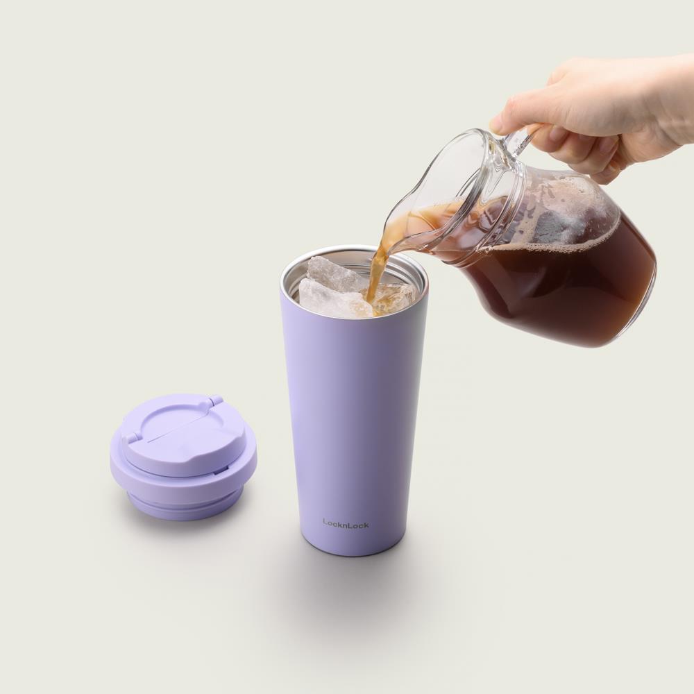 LocknLock One-Touch Clip Thermobecher 550 ml Rosa - Isolierbecher To Go Edelstahl
