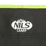 NILS CAMP Campingstuhl Schwarz-Limettengrün - klappbarer Klappstuhl mit Becherhalter für Camping & Garten