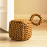 BOLTZE Türstopper quadratisch Strick Beige/Braun (2 Stück) – als Buchstütze, Fensterstopper & Türhalter