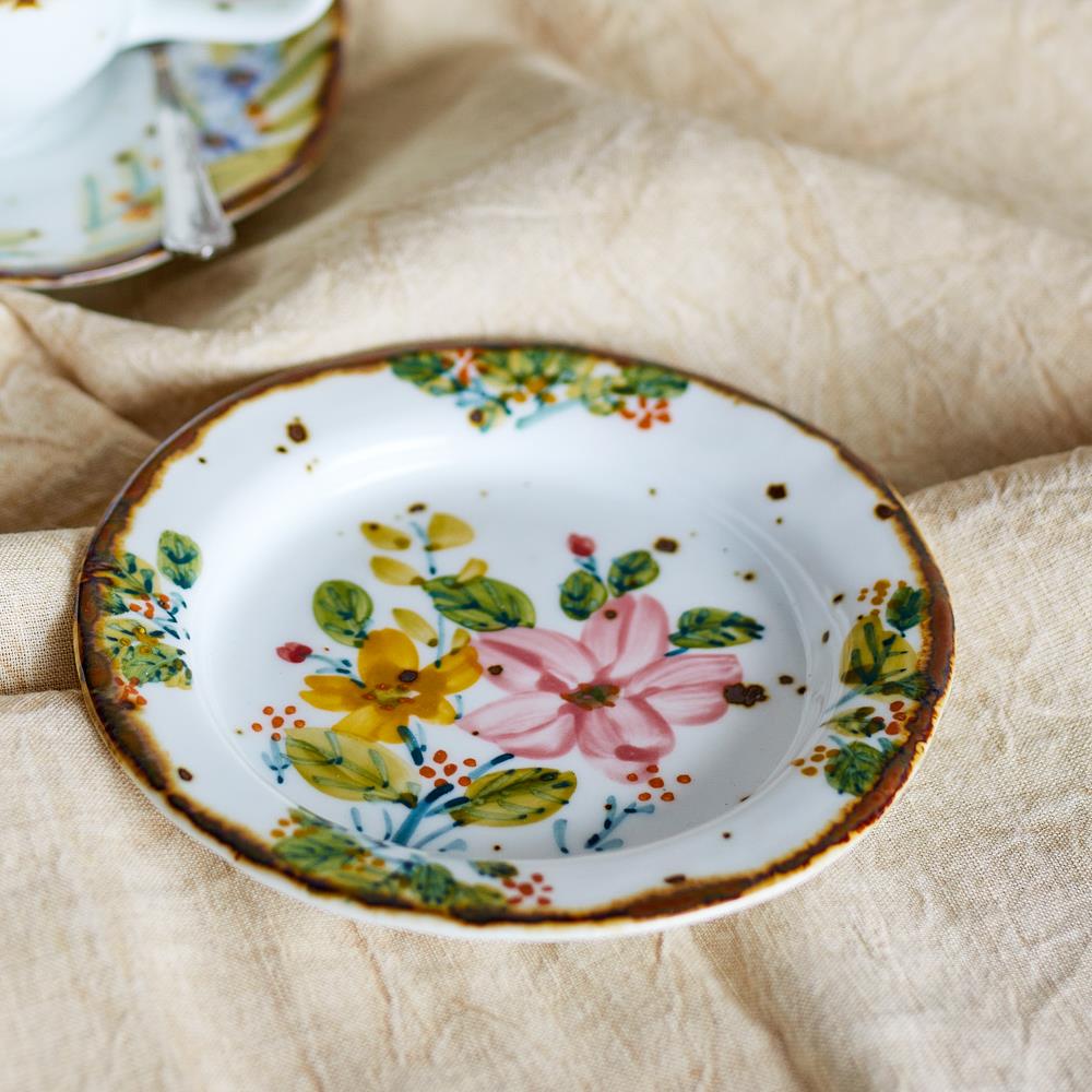 Bloomingville Savina Teller 4er Set D15 cm bunt - Steingut Teller mit Blumenmuster für Tischdeko