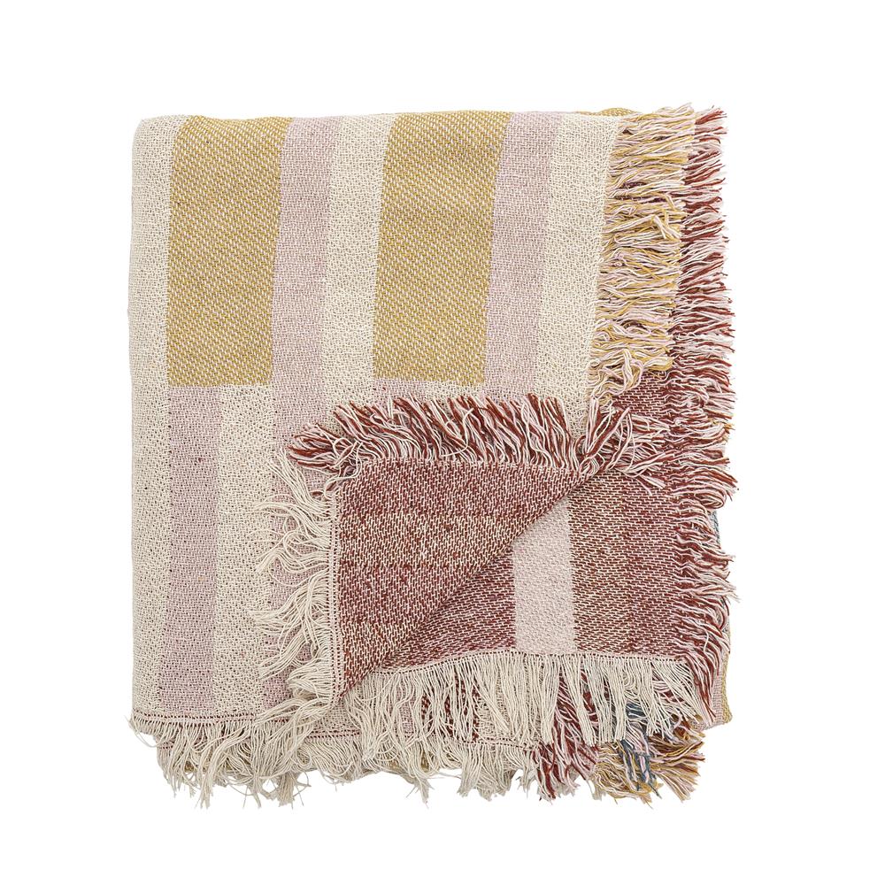 Bloomingville Lane Decke 160x130 cm – Baumwolle mit grafischem Muster & Fransen