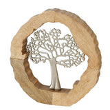 BOLTZE Dekoaufsteller Tree, Holzscheiben-Optik mit Aluminium-Baum in Silber