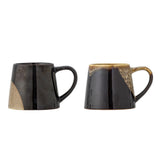 Bloomingville Rye Tasse 2er Set braun - Steingut Tassen handbemalt für Kaffee, Tee & Küche