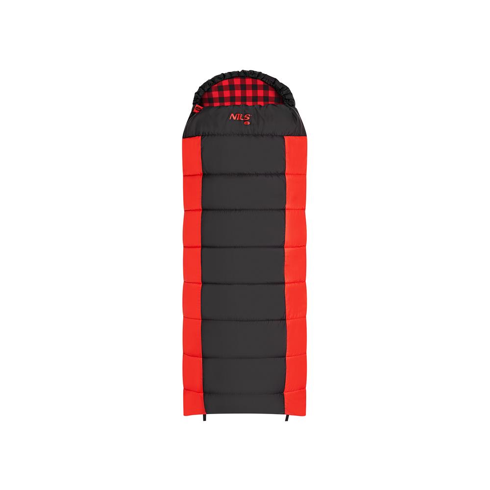 NILS CAMP Schlafsack NC2003 Schwarz/Rot Camping Deckenschlafsack