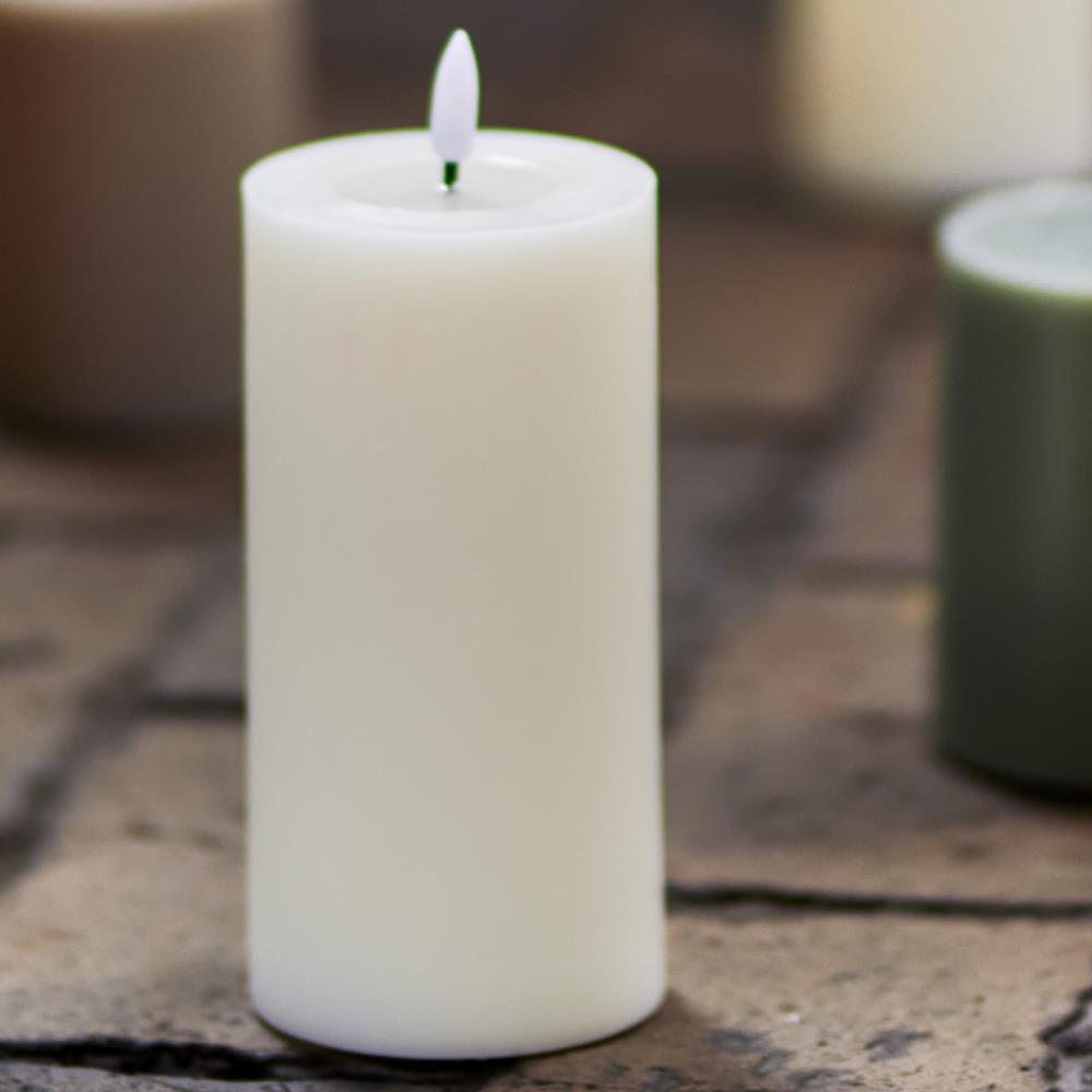 Bloomingville Ponza LED-Kerze 15 cm weiß - LED Echtwachskerze mit 3D Flamme & Timer für Wohndeko